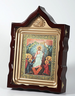 Икона фото в киоте 24х30 объемная печать, киот №7 Воскресение Христово