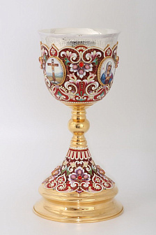 Потир 1.5л 4-финифти, филигрань, эмаль / золочение / серебряный стакан (УИН)