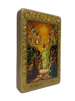 Настольная икона ''Воскресение Христово'' на мореном дубе