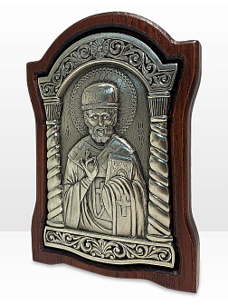 Икона именная Николай Чудотворец гальваника серебро 110