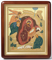 Икона в киоте 18х24 фигурный, темпера Рождество Христово 1