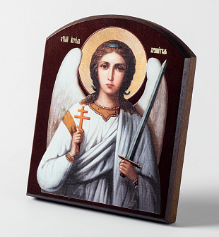 Икона на доске 10х12 объёмная печать, арочная, лак Ангел Хранитель