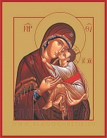 Икона ''Богородица Сладкое лобзание'' с золочением