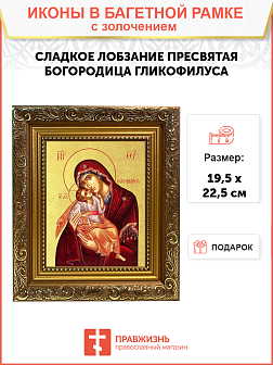 Икона Божией Матери "Гликофилуса (Сладкое Лобзание)" с золочением поталью, 03013-УЛ