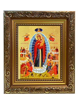 Икона Божией Матери "Всех Скорбящих Радость" с золочением поталью, 03009-УЛ