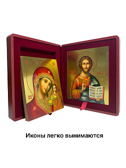 Каталог товаров pravzhizn Венчальные иконы Спаситель и Казанская с золочением УЛ 13х16 в складне "тростник" Венчальные иконы Спаситель и Казанская с золочением УЛ 13х16 в складне "тростник"