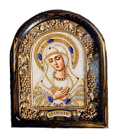 Икона Пресвятая Богородица Умиление бисер, багет, деревянная рама