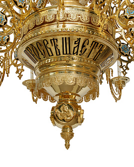 Паникадило 4 яруса 48 свечей с цепями золочение Паникадило 4 яруса 48 свечей с цепями золочение