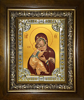 Икона Владимирская Божией Матери в деревянном киоте