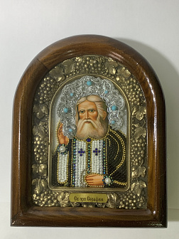 Икона именная Серафим Саровский Чудотворец Преподобный 128 17 см Литография A-0064-1_YAP