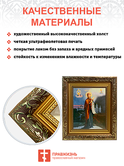 Икона Боголюбская Божия Матерь на холсте в киоте