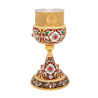 Потир 0.135л филигрань, эмаль / золочение / мельхиоровый стакан