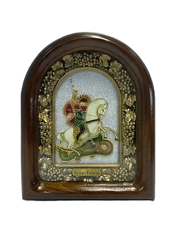 Именная икона Георгий Победоносец на коне бисер