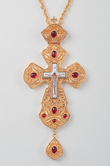 Крест наперсный филигрань №0031 двойной рант,узор финифть /золочение/ Крест наперсный филигрань №0031 двойной рант,узор финифть /золочение/