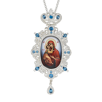 Панагия №210 / Фианиты деколь / серебрение