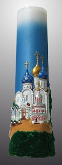 Свеча храмовая большая с Лаврой ручная роспись
