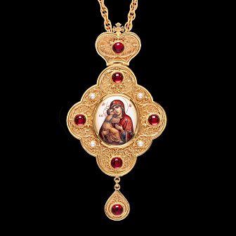 Панагия филигрань №0045 двойной рант финифть / золочение / Владимирская БМ