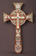 Крест напрестольный мальтийский 5-финифтей, эмаль / золочение