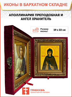 Икона Аполлинария Преподобная на холсте в киоте 031