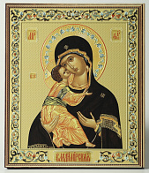 Икона на доске 22х26 объёмная печать, лак Владимирская БМ 2