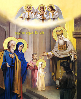 Икона "Введение во храм Пресвятой Богородицы" с золочением поталью, 05002-УЛ Икона "Введение во храм Пресвятой Богородицы" с золочением поталью, 05002-УЛ