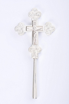 Крест напрестольный водосвятный на ручке литье, гравировка серебро (УИН)
