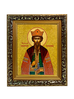 Именная икона Владислав Сербский Благоверный Князь на холсте в киоте 051 Именная икона Владислав Сербский Благоверный Князь на холсте в киоте 051