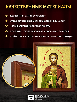 Икона Феодот Богдан Анкирский мученик с золочением, деревянная рамка со стеклом 15х18х2 см 169 Икона Феодот Богдан Анкирский мученик с золочением, деревянная рамка со стеклом 15х18х2 см 169