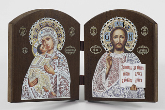 Складень резной арочный, 10х12 объемная печать, лак Спаситель-Владимирская БМ 1