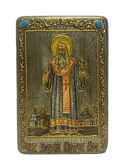 Настольная икона ''Святитель Алексий, митрополит Московский и всея России чудотворец'' на мореном ду
