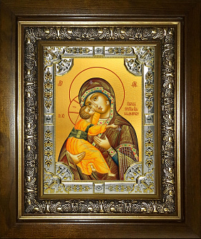 Икона Владимирская Божией Матери в деревянном киоте