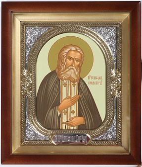 Икона в киоте 18х24 сложный, темпера, риза-рамка №1 Серафим Саровский