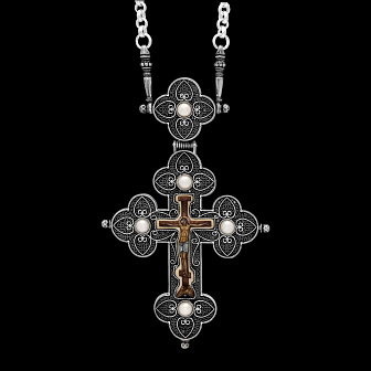 Крест наперсный №95 финифть серебро (УИН)