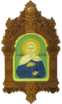 Рукописная икона ''Блаженная старица Матрона Московская'' на кипарисе