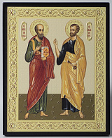 Икона на доске 13х15 объёмная печать, лак Петр Павел 1