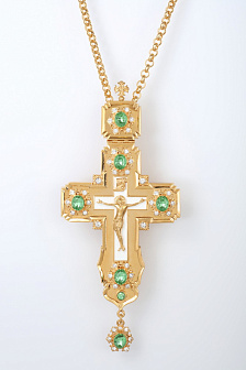 Крест наперсный № 106 литьевое распятие,эмаль /золочение/