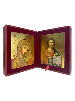 Каталог товаров pravzhizn Венчальные иконы Спаситель и Казанская с золочением УЛ 9х10,5 в складне "тростник" Венчальные иконы Спаситель и Казанская с золочением УЛ 9х10,5 в складне "тростник"