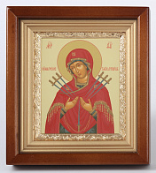 Икона в киоте 11х13 сложный, темпера, рамка золочёная Умягчение злых сердец