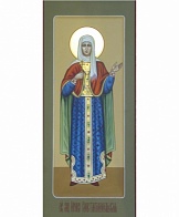 Икона "Ирина Константинопольская", липовая доска, дубовые шпонки, левкас, сусальное золото, темпера, подарочная упаковка