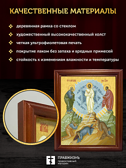 Икона Преображение Господне, деревянная рамка со стеклом 15х18х2 см 1230