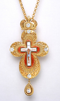 Крест наперсный №5 / золочение / серебрo эмаль (УИН)