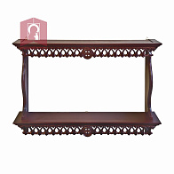 Полка для икон деревянная двухъярусная прямая с резным узором