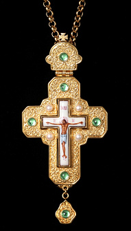 Крест наперсный №177 гальванопластика, финифть / золочение