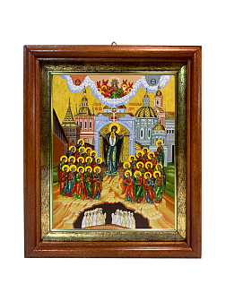 Икона Непроходимая Дверь Божия Матерь на холсте в киоте 1106