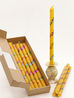 Свечи праздничные №4 (уп 10шт), ЖЕЛТЫЕ (Радужная лоза)