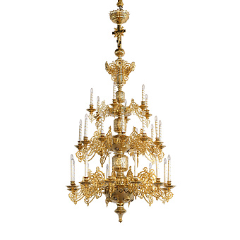 Паникадило 3 яруса 30 свечей алюминий золочение