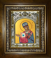 Икона Иоасаф епископ Белгородский святитель, в деревяном киоте