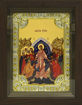 Икона освященная ''Воскресение Христово'', в деревяном киоте