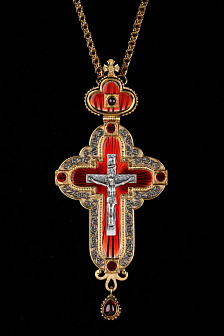 Крест наперсный №155 / золочение / серебро эмаль, гильяш (УИН)