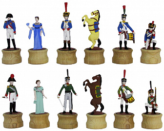 Шахматы "Бородино - 200 лет" исторические с фигурами из олова покрашенными в полу коллекционном качестве